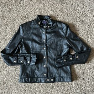 vtg morbid threads leather buckle jacket